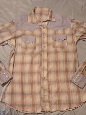 Men's Lavender Plaid Western Shirt